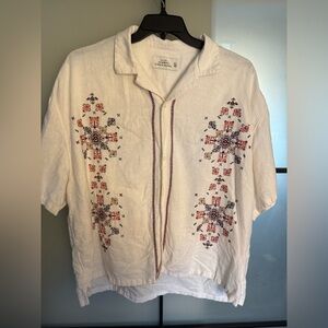 Abercrombie & Fitch White Linen Blend Shirt